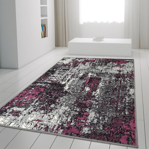 Williston Abla Machine Woven White/Grey/Pink Rug Wayfair.co.uk